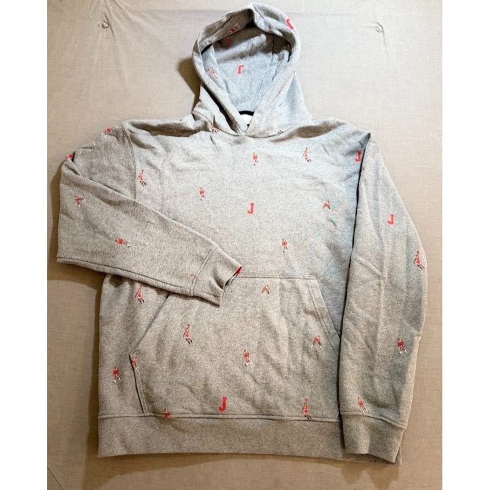 Air Jordan All Over Sweatshirt Adult XL Gray Pullover Long Sleeves Hoodie Mens.